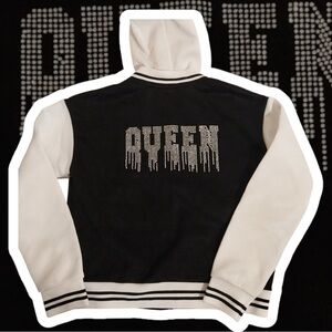 Stella Tweed Girls Size 16 Varsity Jacket Queen Black White Bling